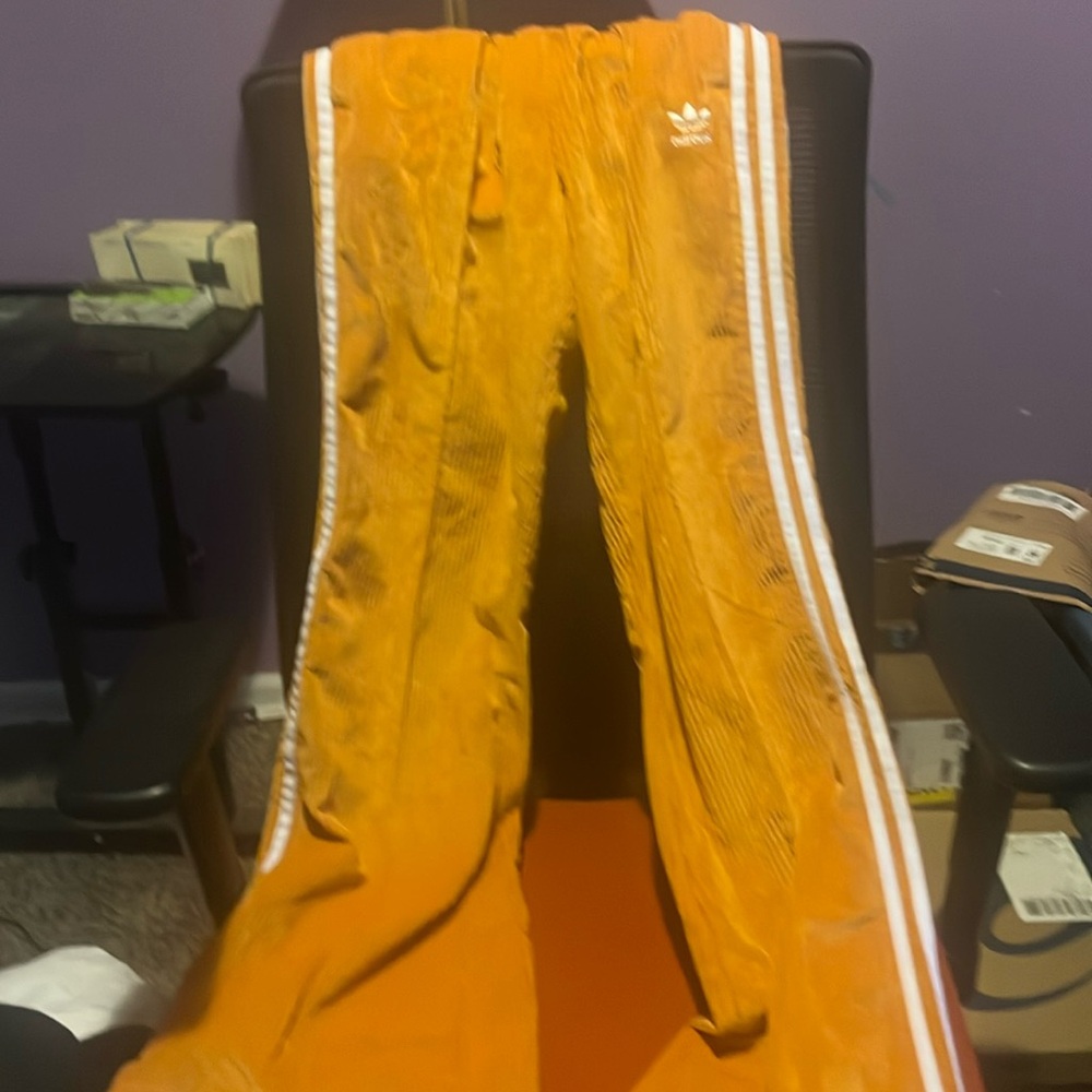 adidas Orange Corduroy Pants with Elastic Waistband